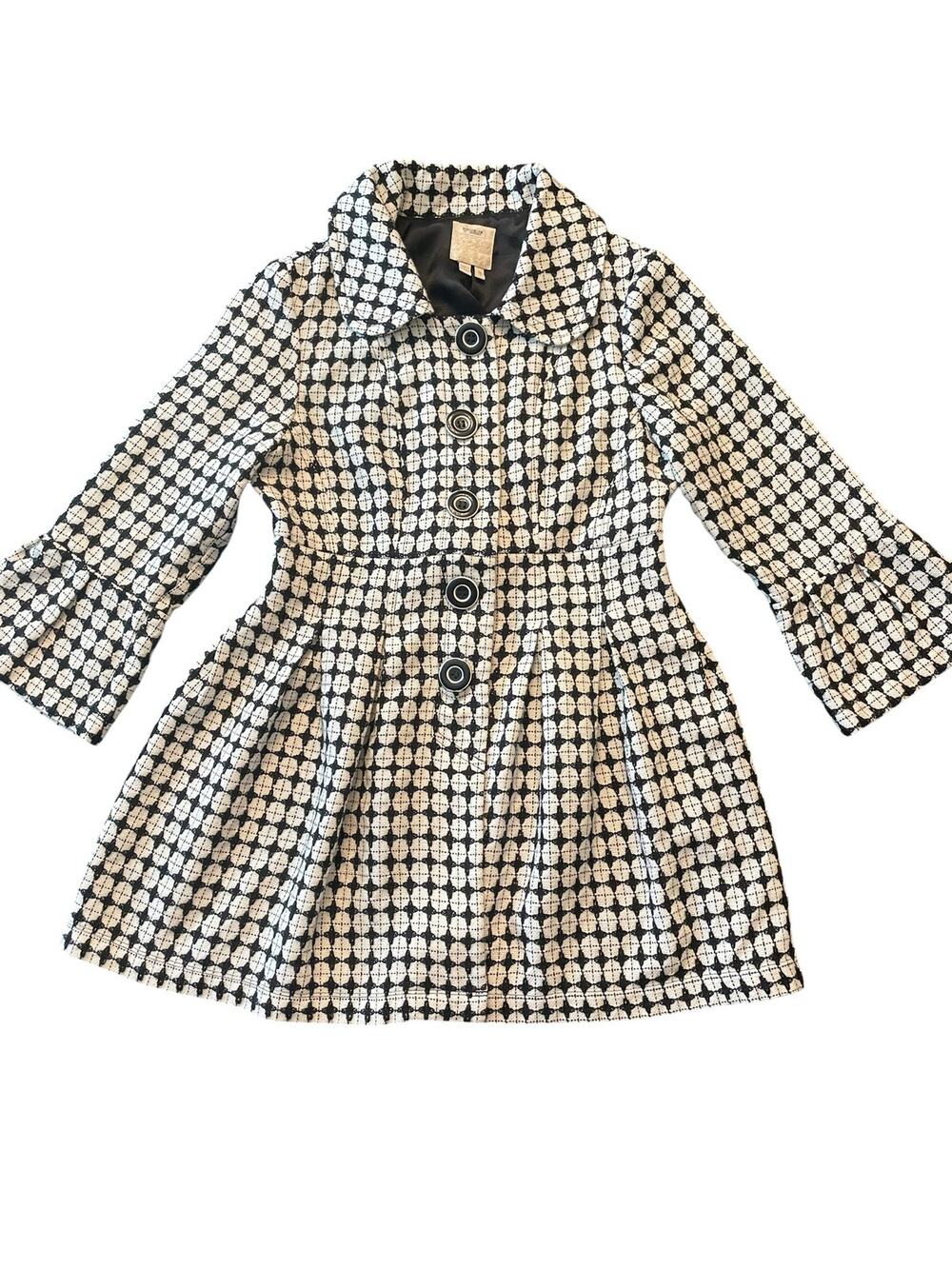 Sequin Hearts Geometric Bell Sleeve Blazer Coat Sz 9
